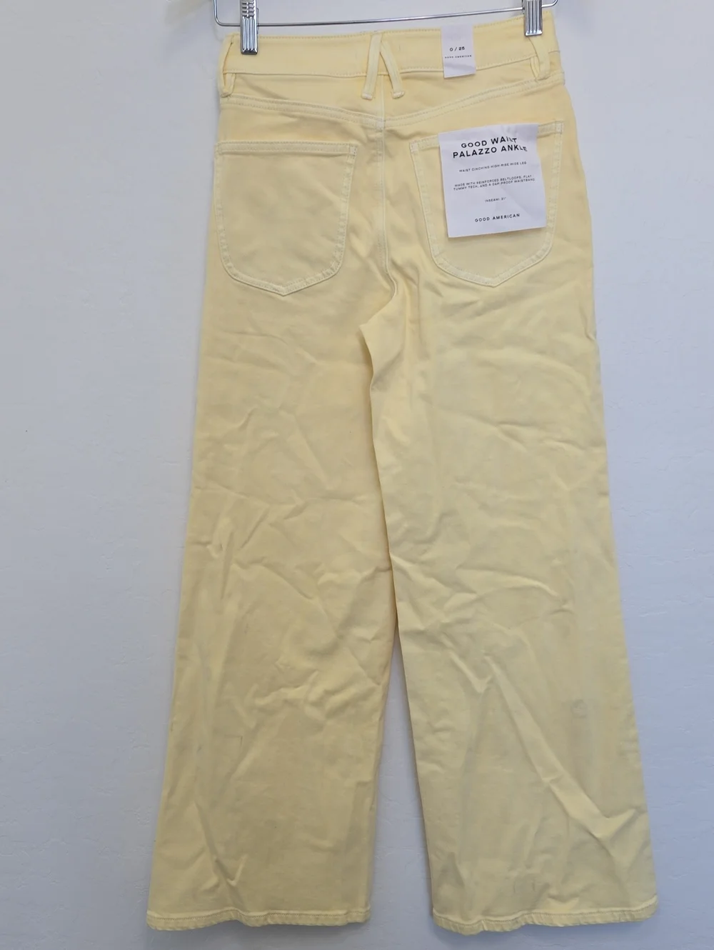 Good American Women's Wide-Leg Jeans Yellow High Waist Lyocell Size 0/25 NWT